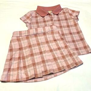Sweet Butterfly Girl's Two Piece Skort Set | School Style | Size:6X | Pink/Mauve